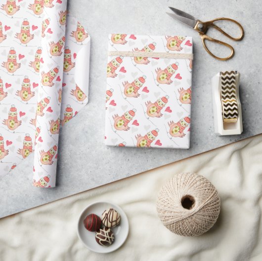 Lief kuiken verliefd cadeaupapier (Crafts)