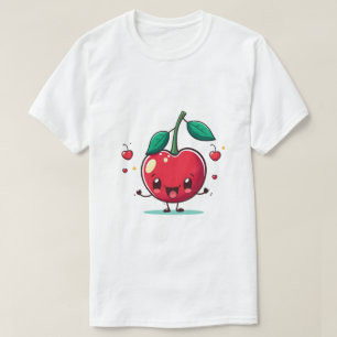 Lief lachend cartoon kersen karakter t-shirt