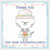 Lief lente bloemen kawaii kat dank u sticker (Voorkant)