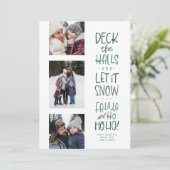 Lief leuk groen type drie foto Kerstmis Feestdagenkaart (Staand voorkant)