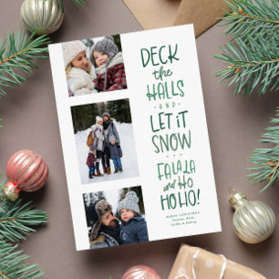 Lief leuk groen type drie foto Kerstmis Feestdagenkaart