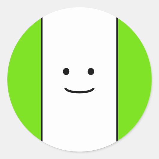 Lief Leuk Lachend Gezicht Heldere Groene Randstrep Ronde Sticker (Voorkant)