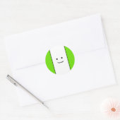 Lief Leuk Lachend Gezicht Heldere Groene Randstrep Ronde Sticker (Envelop)