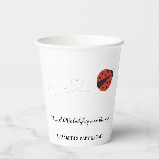 Lief lieveheersbeestje baby shower papieren bekers (Achterkant)