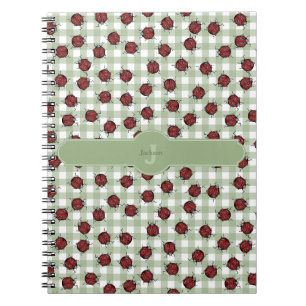 Lief Lieveheersbeestje Patroon Groen Gingham Monog Notitieboek