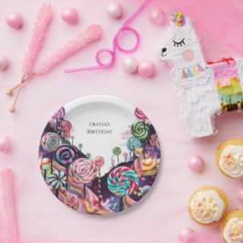 Lief Lollipop Candyland Verjaardag Papieren Bordje