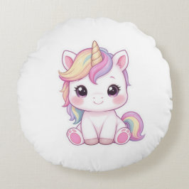 Lief Magisch Eenhoorn Sticker Illustratie Rond Kussen