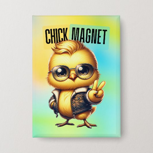 Lief Magneet Kuiken Grappig Pasen Button (Voorkant)