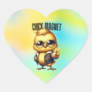 Lief Magneet Kuiken Grappig Pasen Hart Sticker