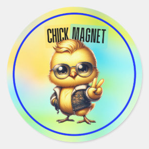 Lief Magneet Kuiken Grappig Pasen Ronde Sticker