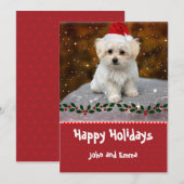 Lief Maltezer Puppysjabloon Kerstkaart (Voorkant / Achterkant)