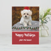 Lief Maltezer Puppysjabloon Kerstkaart (Staand voorkant)