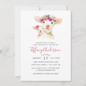 Lief Mam En Baby Lamb Bloemen Baby shower Kaart (Voorkant)