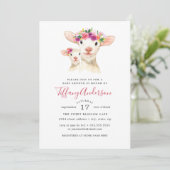 Lief Mam En Baby Lamb Bloemen Baby shower Kaart (Staand voorkant)