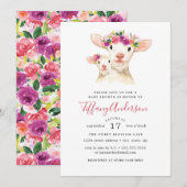 Lief Mam En Baby Lamb Bloemen Baby shower Kaart (Voorkant / Achterkant)