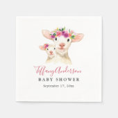 Lief Mam En Baby Lamb Bloemen Baby shower Servet (Voorkant)
