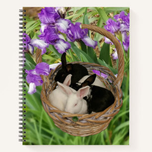 Lief mandje met baby konijnen notitieboek