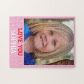 Lief meisje aangepaste foto naam modern legpuzzel (Horizontaal)