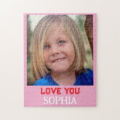 Lief meisje aangepaste foto naam modern legpuzzel (Verticaal)