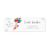 Lief meisje ballonnen retouradres etiket (Voorkant)