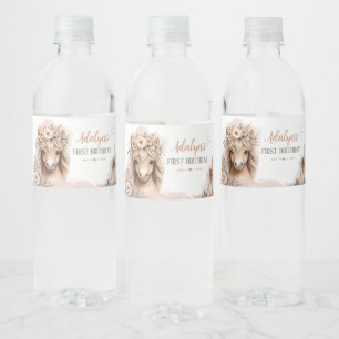 Lief Meisje Boho Paard Eerste Verjaardag Waterfles Etiket