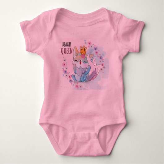 Lief Meisje Cartoon Baby Bodysuit (Voorkant)