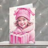 Lief  Meisje Holding Gift Box Kaart
