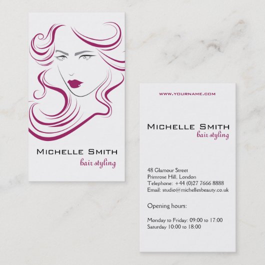 Lief meisje icoon  roze haar Kapsalon branding Visitekaartje (Voorkant / Achterkant)