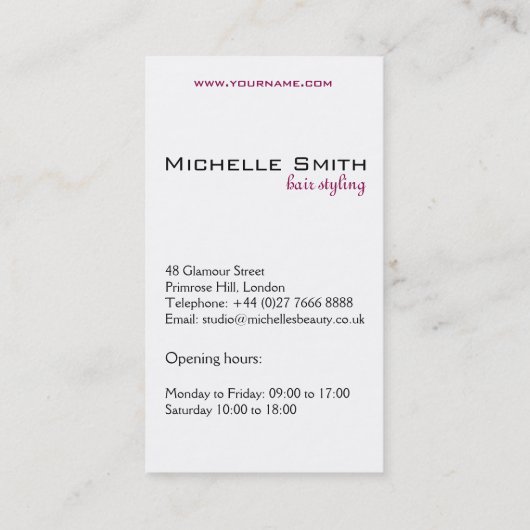 Lief meisje icoon  roze haar Kapsalon branding Visitekaartje (Achterkant)