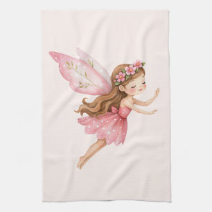 Lief meisje in een roze jurk Fantasie Theedoek