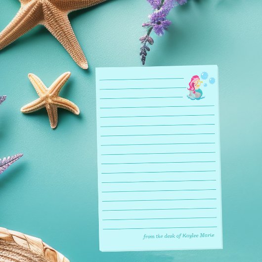 Lief meisje in zeemeerminnenstaart aangepaste turq post-it® notes