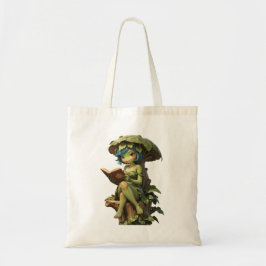 Lief meisje kikker leest boek onder blad tote bag