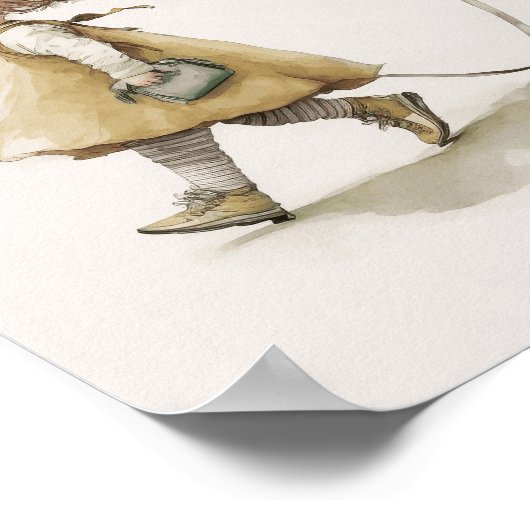 Lief meisje loopt met dinosaurus muur kunst poster (Hoek)