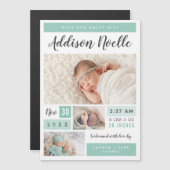 Lief meisje magnetische foto geboorte aankondiging (Voorkant / Achterkant)