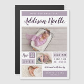 Lief meisje magnetische foto geboorte aankondiging (Voorkant / Achterkant)