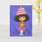 Lief meisje met Daisy Birthday Kaart (Gele Bloem)