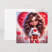 Lief meisje met een rood hart vol liefde voor Vale Feestdagenkaart (Voorkant / Achterkant)