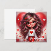 Lief meisje met een rood hart vol liefde voor Vale Feestdagenkaart (Voorkant / Achterkant)