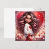 Lief meisje met een rood hart vol liefde voor Vale Feestdagenkaart (Voorkant / Achterkant)