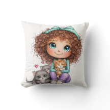Lief meisje met katjes Kawaii gezellige kunst