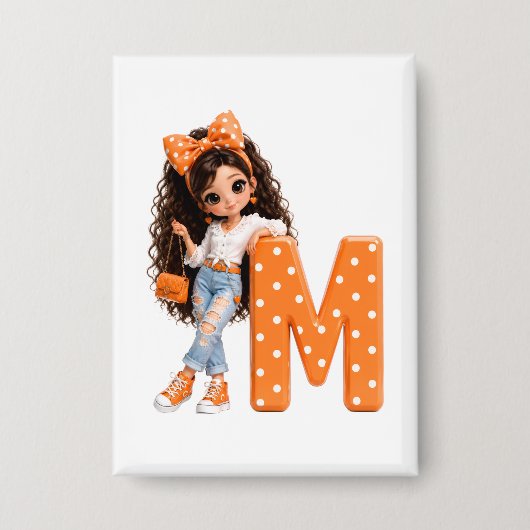 Lief meisje met letter M werpdeken Button (Voorkant)
