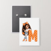 Lief meisje met letter M werpdeken Button (Voorkant / Achterkant)