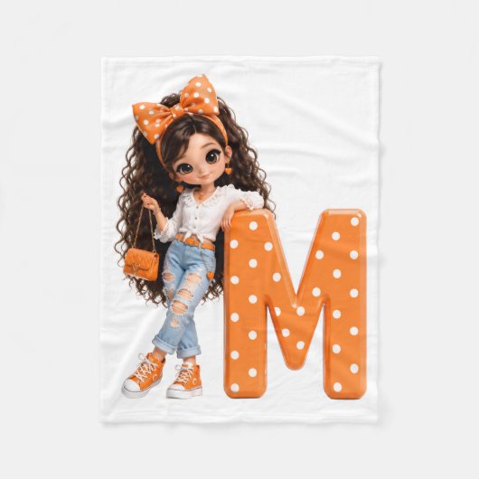 Lief meisje met letter M werpdeken Fleece Deken (Voorkant)