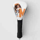 Lief meisje met letter M werpdeken Golfheadcover (Voorkant)
