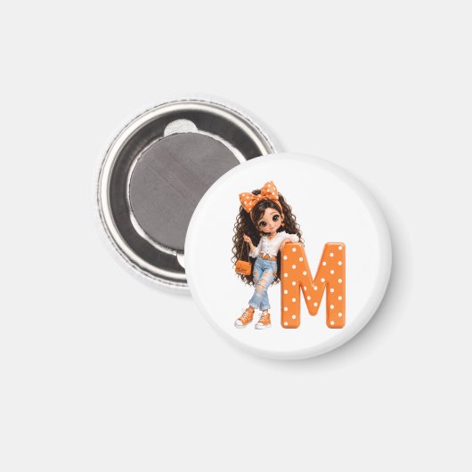 Lief meisje met letter M werpdeken Magneet (Voorkant / Achterkant)
