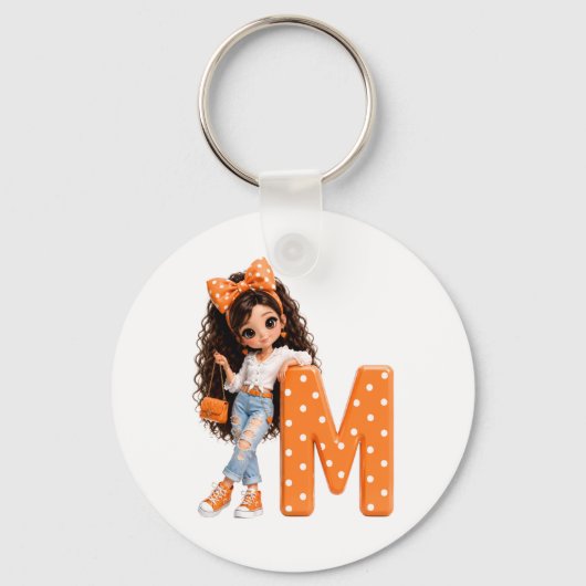 Lief meisje met letter M werpdeken Sleutelhanger (Voorkant)