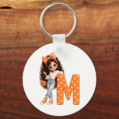 Lief meisje met letter M werpdeken Sleutelhanger (Voorkant)