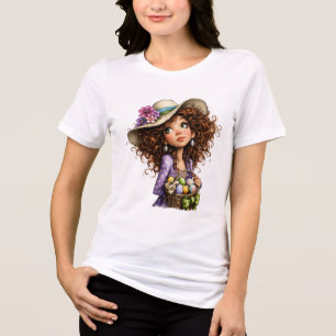 Lief meisje met Pascha-eieren Lente Kunst Tri-Blend Shirt
