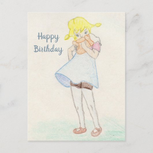 Lief meisje met teddybeer briefkaart (Voorkant)