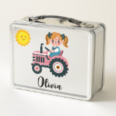Lief meisje op roze tractor Persoonlijk (Achterkant)